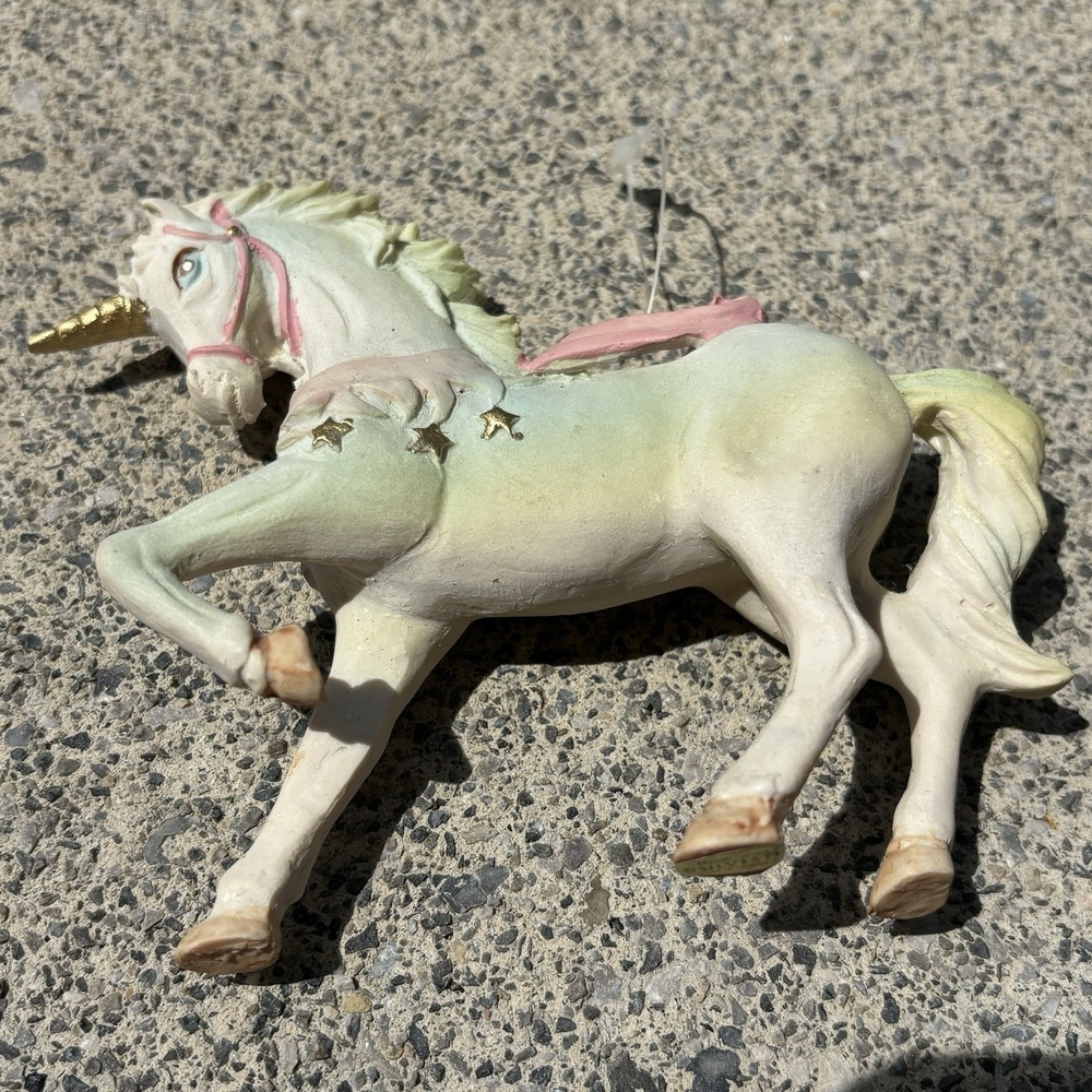 Vintage 80s Unicorn Ornament Fairy Garden Enchanted Decor Pastel Whimsy Retro - Picture 4 of 6
